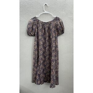 Jody T Womens Dress Size 13 Purple Floral Puffy Sleeve Vintage 70s